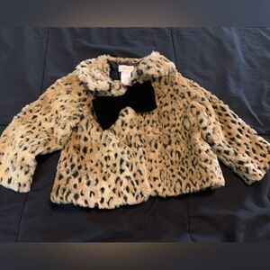 Retro baby girl faux fur coat